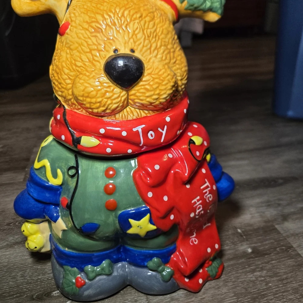 Vintage Christmas Reindeer Cookie Jar by M. Rupert for‎ Geo. Z. Lefton 1…